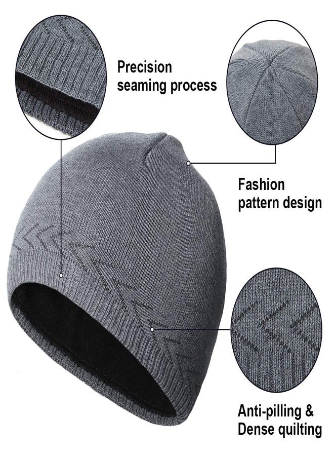 OMECHY Mens Winter Warm Knitting Hats Plain Skull Beanie Cuff Toboggan Knit Cap - Image 2